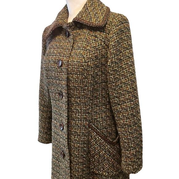 Vintage 1970s Fortown London Tweed Coat sz Small old money mod retro preppy boho - Picture 4 of 15